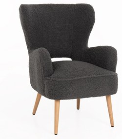 ARMCHAIR MYLIE  GREY BOUCLE FABRIC 66X75X93Hcm.