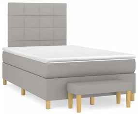 vidaXL Κρεβάτι Boxspring με Στρώμα Ανοιχτό Γκρι 120x190 εκ. Υφασμάτινο