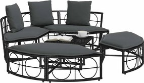 vidaXL Εξωτερική Lounge κρεβάτι χωρίς θόλο Μαύρο πολυ μπαστούνι