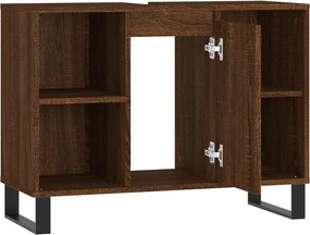 vidaXL Ντουλάπι Μπάνιου Καφέ Δρυς 80 x 33 x 60 εκ. Επεξεργασμένο Ξύλο