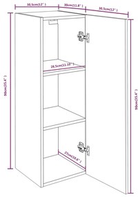 Έπιπλο Τηλεόρασης Καφέ Δρυς 30,5x30x90 εκ. Επεξεργασμένο Ξύλο - Καφέ