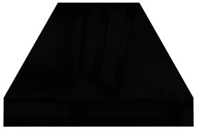 Ράφια Τοίχου Γυαλιστερά Μαύρα 2 Τεμάχια 90 x 23,5 x 3,8 εκ. MDF - Μαύρο