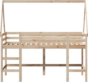 vidaXL Υπερυψ. Κρεβάτι 90x190 εκ. Μασίφ Πεύκο με Σκάλα / Οροφή