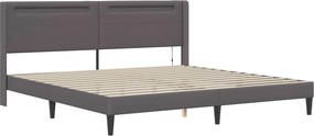 vidaXL Σκελετός κρεβατιού με στρώμα Γκρι 200 x 200 cm Τεχνητό Δέρμα