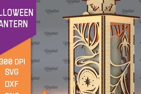 Σετ των 2 Intra απο ξύλο plywood 3mm-4mm πάχος Τρισδιάστατο αποκριάτικο φανάρι με λέιζερ Δίασταση 15x15 cm INTRAFABR-105938941