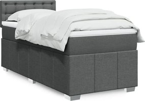 vidaXL Κρεβάτι Boxspring με Στρώμα Σκούρο Γκρι 100x200 εκ. Υφασμάτινο