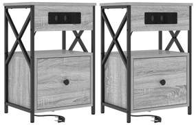 vidaXL Κουτιά Κρεβατοκάμαρας 2 pcs Γκρι sonoma 40 x 31 x 60 εκ.