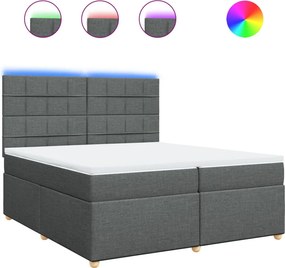 vidaXL Κρεβάτι Boxspring με Στρώμα Σκούρο Γκρι 200x200 εκ. Υφασμάτινο