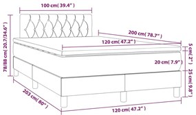 vidaXL Κρεβάτι Boxspring με Στρώμα Σκούρο Γκρι 120x200 εκ. Υφασμάτινο
