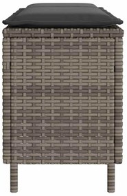 vidaXL Πάγκος κήπου με μαξιλάρι γκρι 110x30x40,5 cm Poly Rattan