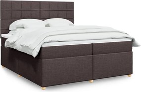 vidaXL Κρεβάτι Boxspring με Στρώμα Σκούρο Καφέ 200x200 εκ. Υφασμάτινο