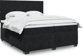 vidaXL Κρεβάτι Boxspring με Στρώμα Μαύρο 200x200 εκ. Βελούδινο