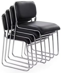 Καρέκλα επισκέπτη στοιβαζόμενη Randin μαύρο pu-πόδι χρωμίου 42x44x77εκ 42x44x77 εκ.