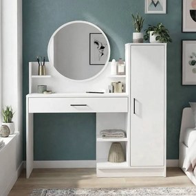 Τουαλέτα με καθρέπτη Andera Megapap χρώμα λευκό 123,9x35x144,4εκ.