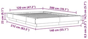 Πλαίσιο Κρεβατιού Γκρι Σκυροδέματος 120x200 εκ. Επεξεργ. Ξύλο - Γκρι