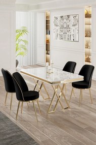 Dining Table &amp; Chairs Set (5 Pieces) Vals - White, Gold, Black White
Gold
Black