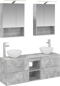 vidaXL Σετ Ντουλαπιών Μπάνιου 5 pcs Γκρι Σκυροδέματος