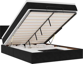vidaXL Οθωμανικό κρεβάτι με στρώμα Μαύρο 140x190cm Βελούδο