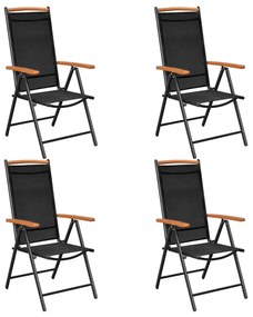 Καρέκλες Κήπου Πτυσσόμενες 4 τεμ. Μαύρες Αλουμίνιο/Textilene - Μαύρο