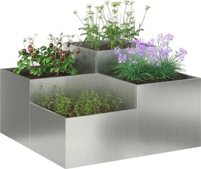 vidaXL Γλάστρα Κήπου Ασημί 80 x 80 x 48 εκ. Γαλβανισμένος χάλυβας