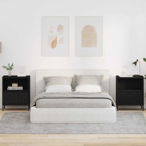 VidaXL Κομοδίνο 2 τεμ. Μαύρο 49 x 36 x 61 εκ Επεξεργασμένο ξύλο
