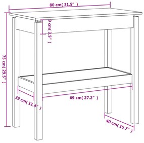 vidaXL Τραπέζι Κονσόλα 80 x 40 x 75 εκ. από Μασίφ Ξύλο Πεύκου