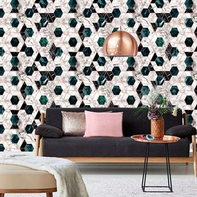 Ταπετσαρία Hexa Jade WP20293 Green-White-Black-Copper MindTheGap 52x1000cm