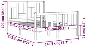 Σκελετός Κρεβ. Χωρίς Στρώμα Λευκό 140x200 εκ Μασίφ Πεύκο - Λευκό