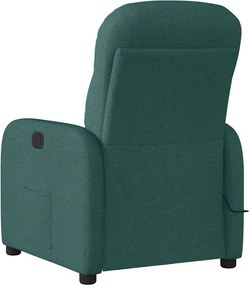 vidaXL Πολυθρόνα Μασάζ Ανακλινόμενη Σκούρο Πράσινο Υφασμάτινη