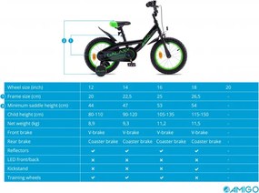 Galaxy 12 Inch 20 cm Boys Coaster Brake Black/Green