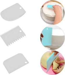 Σετ σπάτουλα ζαχαροπλαστικής HUH-0029, πλαστική, λευκή, 3τμχ