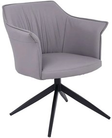 Πολυθρόνα Περιστρεφόμενη Evelyn ΕΜ718,2 64x63x80cm Grey-Black Metal, Technoderma