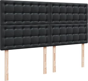 vidaXL Κρεβάτι Boxspring με Στρώμα Μαύρο 180x200εκ.από Συνθετικό Δέρμα