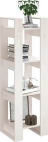 vidaXL Βιβλιοθήκη/Διαχωριστικό Χώρου Λευκό 41x35x125 εκ. Μασίφ Πεύκο