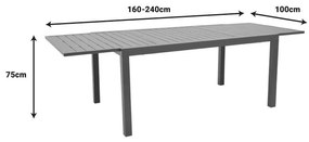 Τραπεζαρία Azelie-Lafla σετ 7τεμ ανθρακί ύφασμα-ανθρακί αλουμίνιο 77x55x94εκ 160x90x75 εκ.