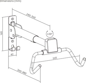 BRATECK επιτοίχια βάση ποδηλάτου LBM13-01, έως 30kg, μαύρη