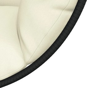 vidaXL Πολυθρόνα Egg Κρεμαστή με Βάση Μπεζ Συνθ. Ρατάν / Ατσάλι