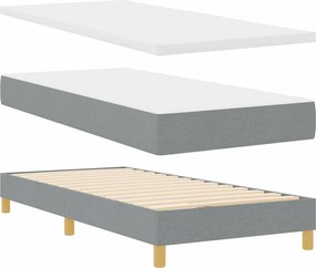 vidaXL LED Κρεβάτι με βάθρο Ανοιχτό γκρι 100 x 200 cm ύφασμα
