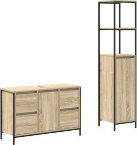 vidaXL Σετ Επίπλων Μπάνιου με συρτάρι 2 pcs Σονομα δρυς και Μαύρο