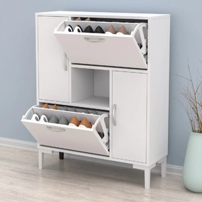 ΠΑΠΟΥΤΣΟΘΗΚΗ MEDY HM18187.03 ΜΕΛΑΜΙΝΗ ΣΕ ΛΕΥΚΟ-ΛΕΥΚΑ ΠΟΔΙΑ 86,5x30x109Υεκ