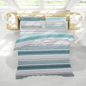 Σεντόνια Ντάλας Με Λάστιχο (Σετ 3τμχ) Petrol Viopros Semi-double 120x225cm 100% Βαμβάκι
