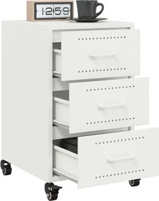 vidaXL Κομοδίνο Λευκό 36x39x59 εκ. από Χάλυβα