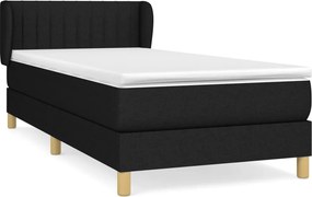 vidaXL Κρεβάτι Boxspring με Στρώμα Μαύρο 90x190 εκ.Υφασμάτινο