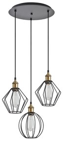 SE21-BR-10-3BL-GR12 MAGNUM FLEX Bronze Metal Pendant Black Metal Grid+ HOMELIGHTING 77-8965