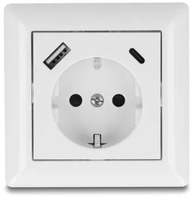 DELOCK πρίζα τοίχου 11499 με θύρες φόρτισης USB & USB-C, 18W PD, λευκή