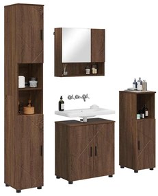 vidaXL Σετ Επίπλων Μπάνιου Επιτοίχιο 4 pcs Καφέ δρυς 61 x 35 x 64 εκ.