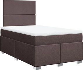 vidaXL Κρεβάτι Boxspring με Στρώμα Σκούρο Καφέ 120x190 εκ Υφασμάτινο