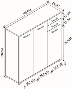 Παπουτσοθήκη - Ντουλάπι Polly Megapap χρώμα λευκό 108x35x108εκ.