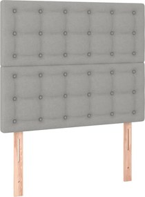 vidaXL Κρεβάτι Boxspring με Στρώμα &amp; LED Αν.Γκρι 100x200εκ. Υφασμάτινο
