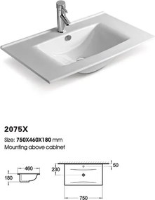 Drop Torino 75 White 1  MDF - Επιπλο Μπανιου Με Νιπτήρα &amp; Καθρέπτη